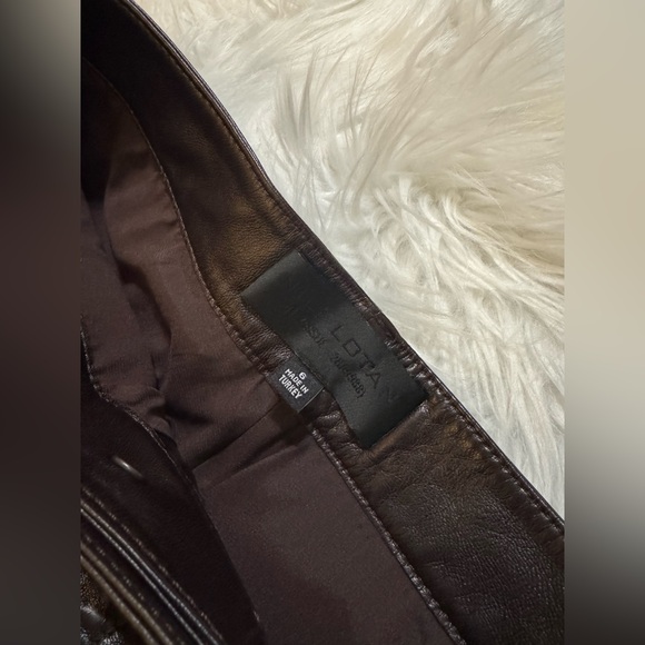 Nili Lotan Shon Leather Pants Dark Brown Size 6 - Picture 4 of 6